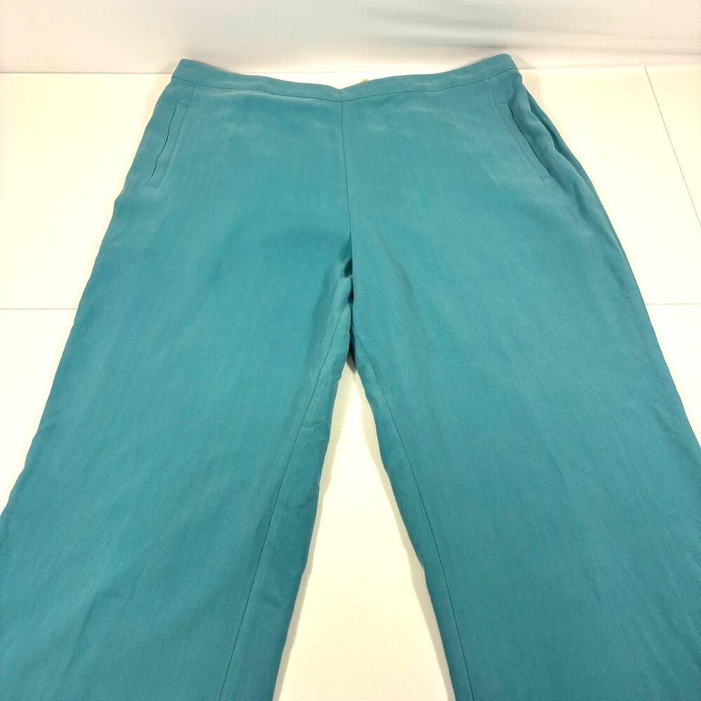 NWT Tommy Bahama 100% Silk Aqua Wide Leg Cropped Pants Size 16 OO0784